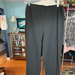 Jet black ponte knit slim leg tall large elastic waist pant.